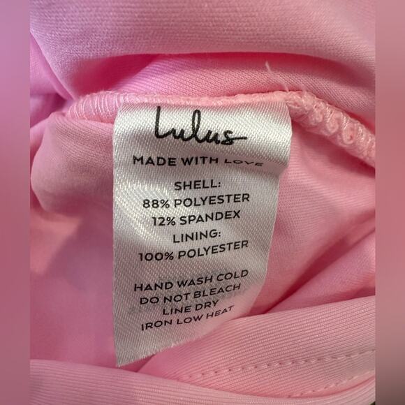 NWOT Lulus Confident Allure Light Pink Ruched Lace-Up Bodycon Mini Dress Small - Picture 11 of 12